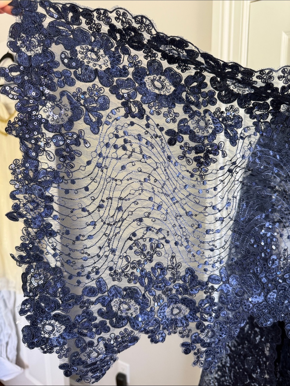 Ivonne D for Mon Cheri Off-Shoulder Sequins Embroidered Wedding MOB Gown Size6-8 - Picture 8 of 17